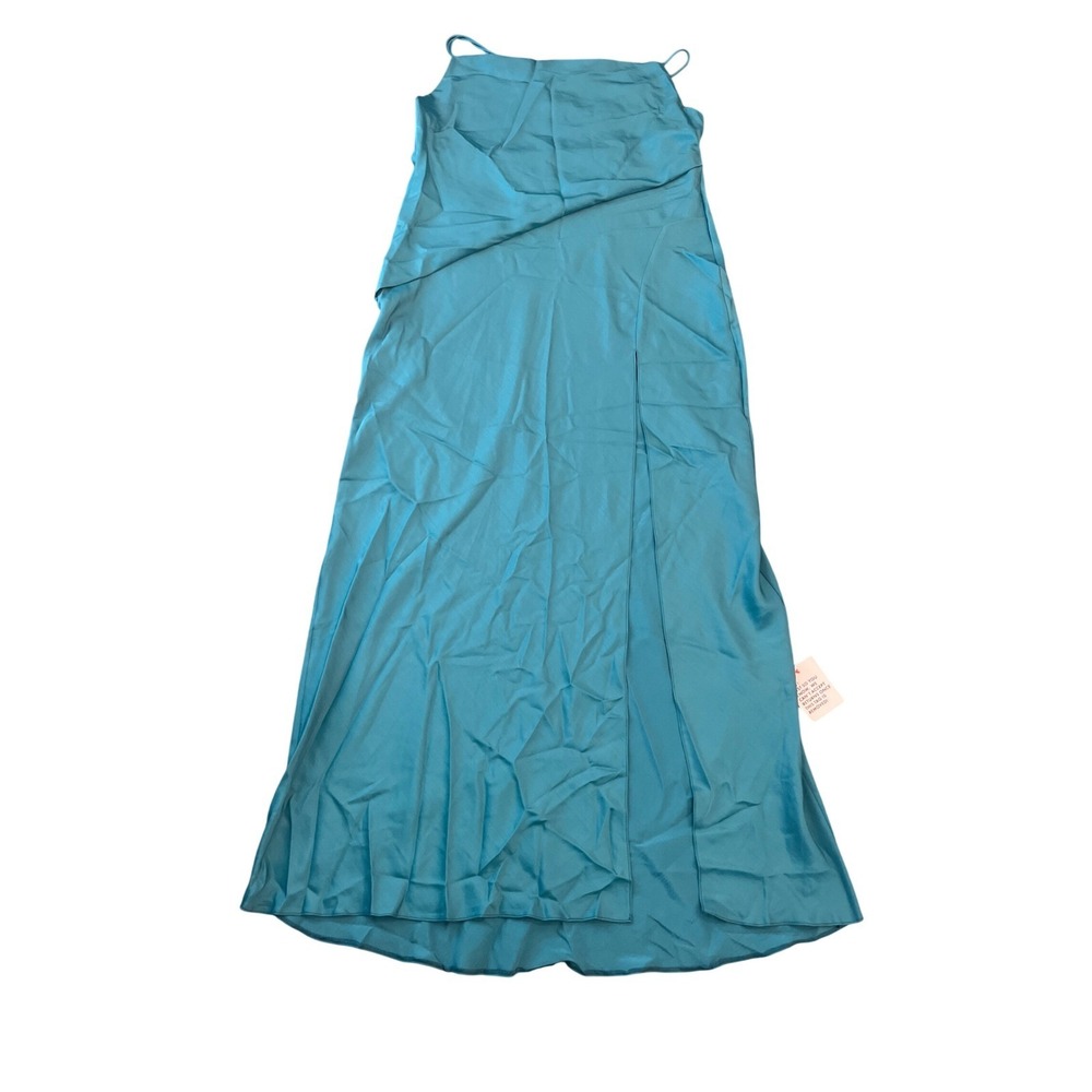 ASOS DESIGN Tall Satin Cowl Neck Maxi Dress Turquoise Blue US 16